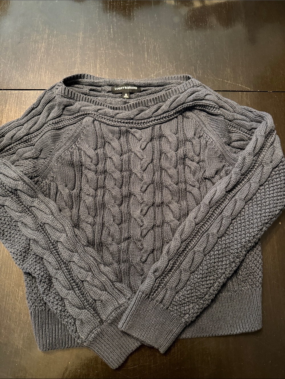 Lucky Brand Women's Cable Knit Crew Sweater - Charcoal
